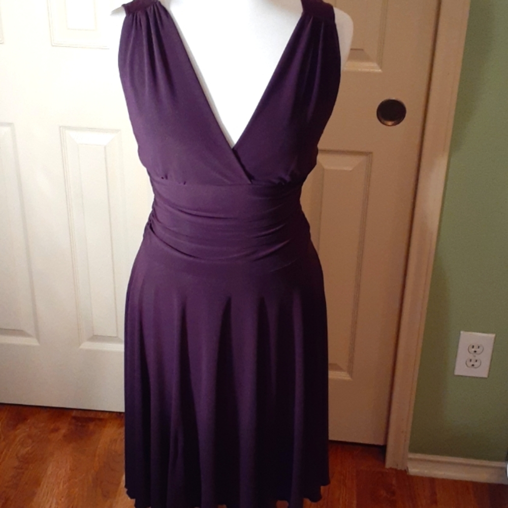 Drapey Aubergine Jersey Knit Dress